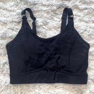 Black camo padded sports bra in size small.